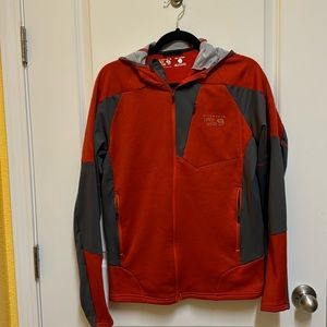 Mountain Hardware burnt orange and dark grey hoodie with zipper size medium